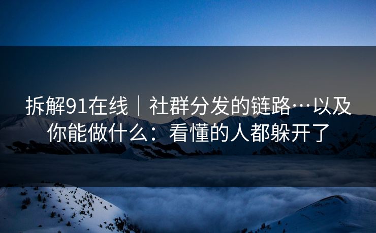 拆解91在线|社群分发的链路…以及你能做什么:看懂的人都躲开了 拆解91在线|社群分发的链路…以及你能做什么:看懂的人都躲开了