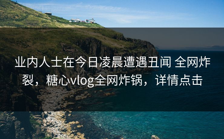 业内人士在今日凌晨遭遇丑闻 全网炸裂，糖心vlog全网炸锅，详情点击