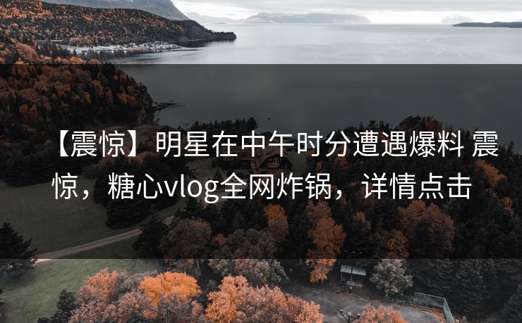 【震惊】明星在中午时分遭遇爆料 震惊，糖心vlog全网炸锅，详情点击